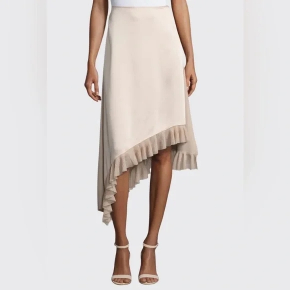 Elizabeth and James sz.0 Ailie asymmetrical Satin ruffle skirt